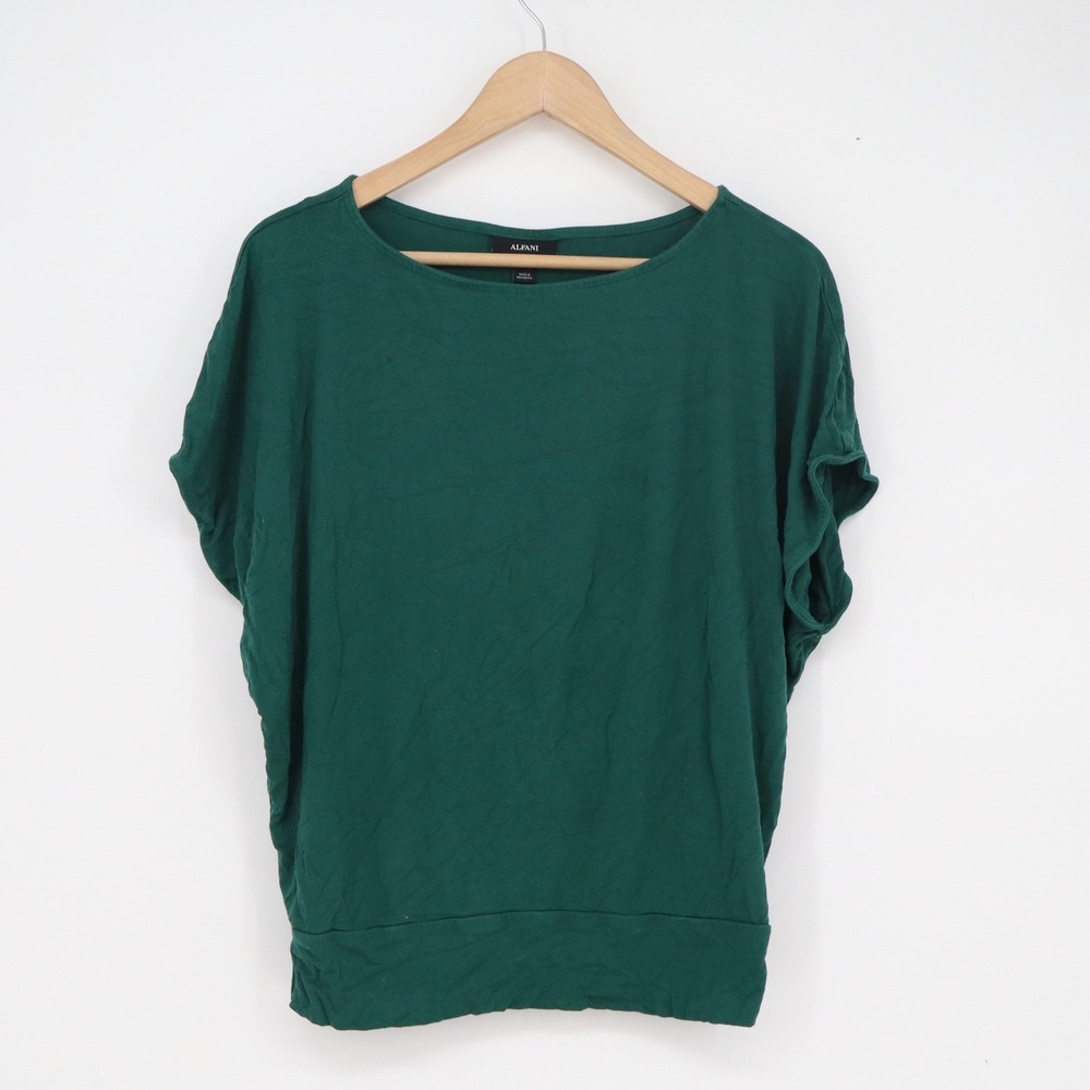 Alfani Womens Forest Green Dolman Sleeve Banded Hem Knit Top Small